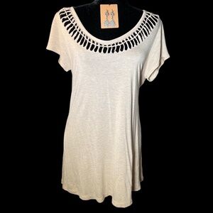 i jeans by Buffalo - Distressed Long Tee/Dress & Silver Tone Earrings - Size M